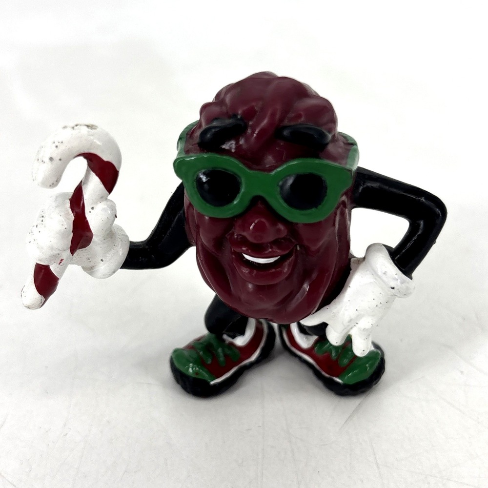 1988 Calrab California Raisins‎ Christmas PVC Figure Holding Candy Cane